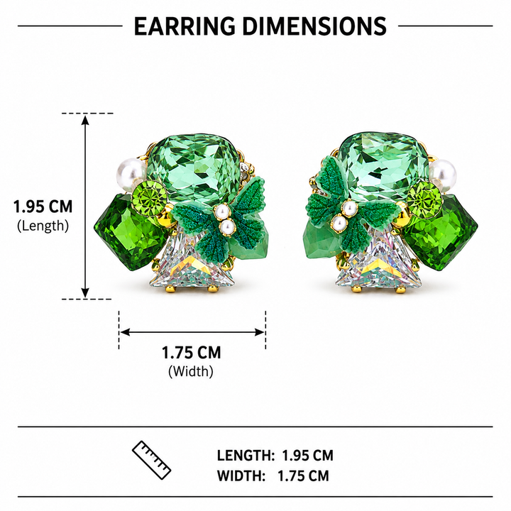 Butterfly Prism Cluster Earrings - Green