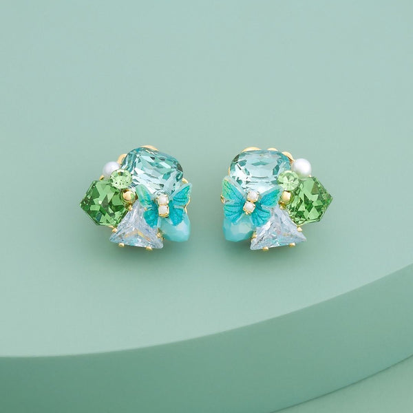 Butterfly Prism Cluster Earrings - Green