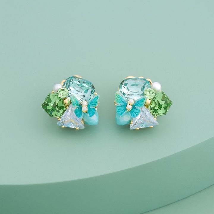 Butterfly Prism Cluster Earrings - Green