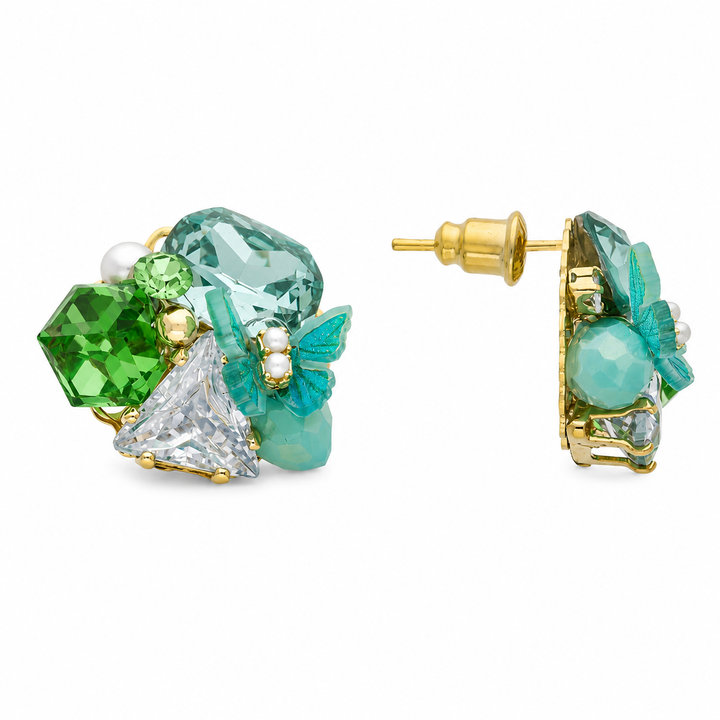 Butterfly Prism Cluster Earrings - Green