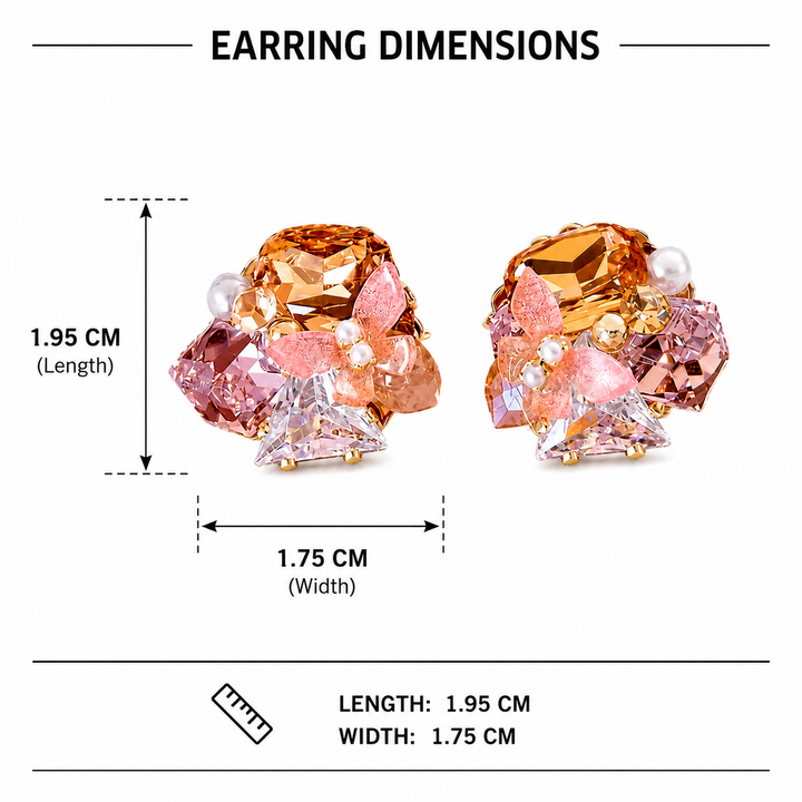 Butterfly Prism Cluster Earrings - Pink