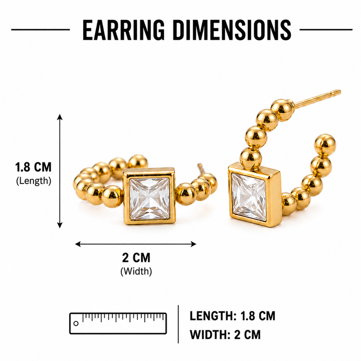 Beaded Prism Square Hoop Earrings