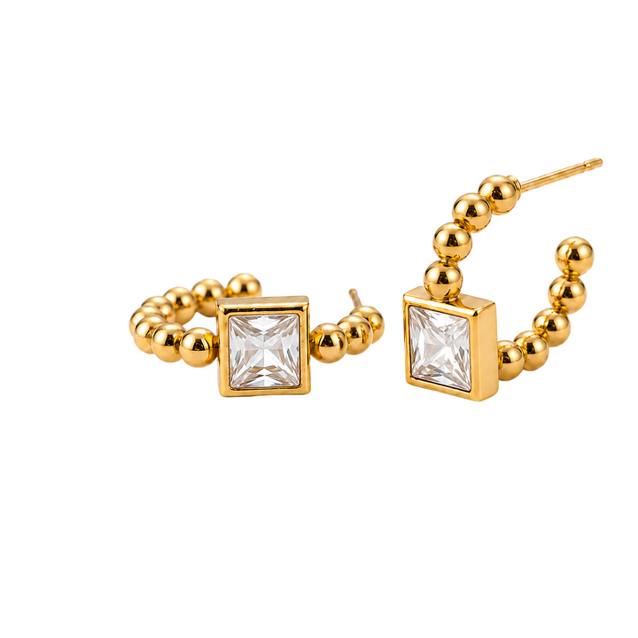 Beaded Prism Square Hoop Earrings