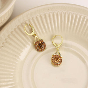 Lustre Halo Statement Drop Earrings - Brown