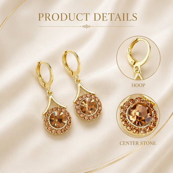 Lustre Halo Statement Drop Earrings - Brown