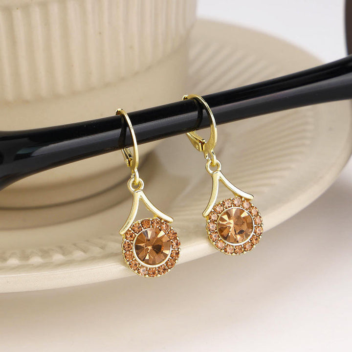 Lustre Halo Statement Drop Earrings - Brown