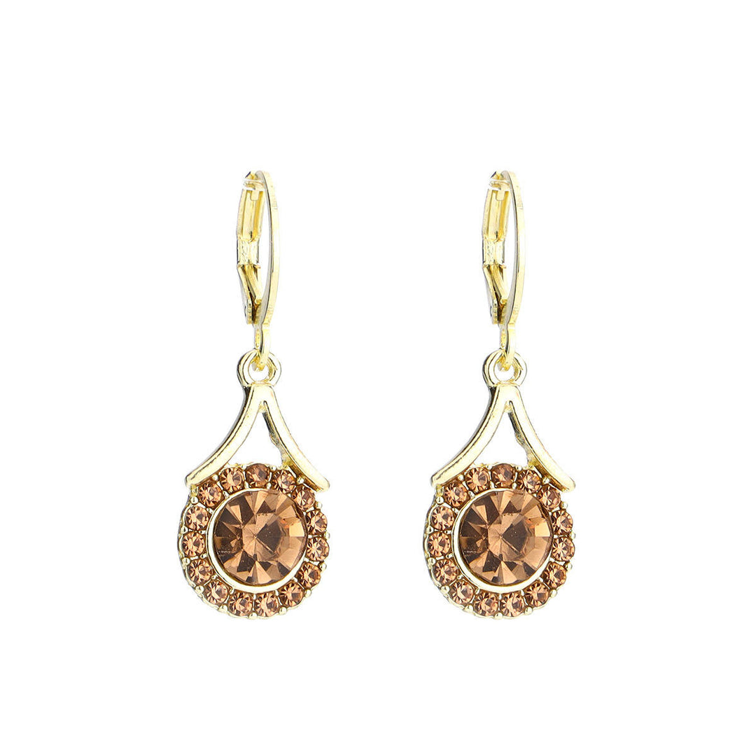 Lustre Halo Statement Drop Earrings - Brown