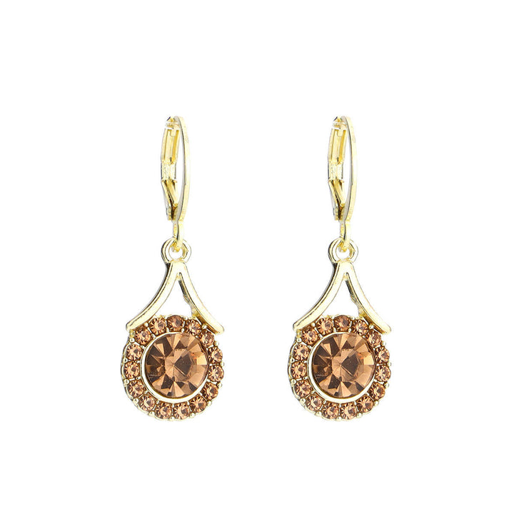 Lustre Halo Statement Drop Earrings - Brown