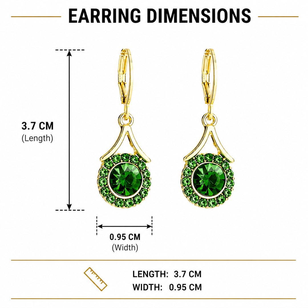 Lustre Halo Statement Drop Earrings - Green