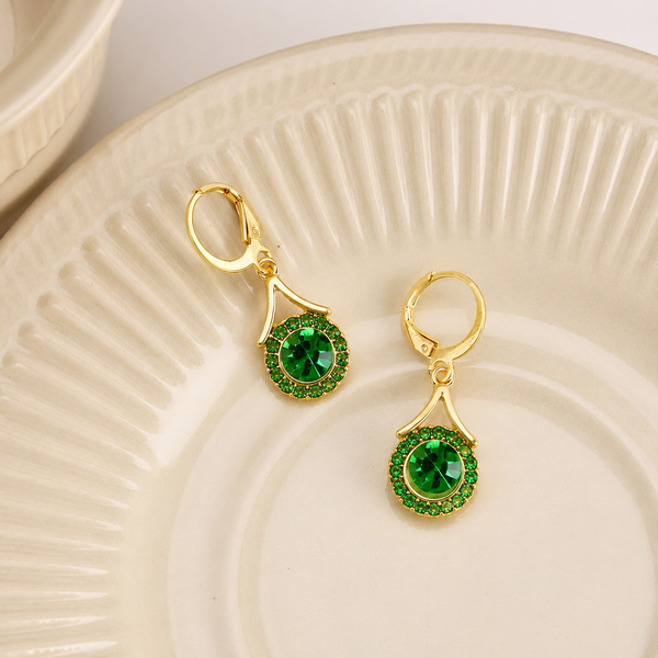 Lustre Halo Statement Drop Earrings - Green