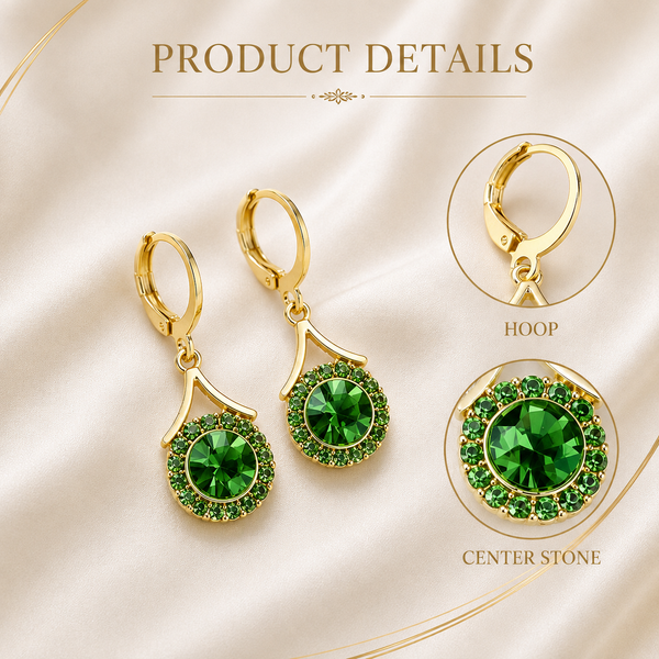 Lustre Halo Statement Drop Earrings - Green
