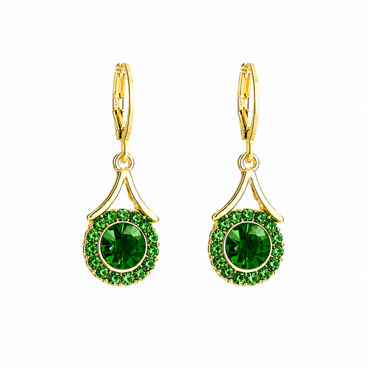 Lustre Halo Statement Drop Earrings - Green