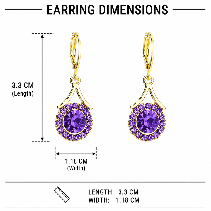 Lustre Halo Statement Drop Earrings - Purple