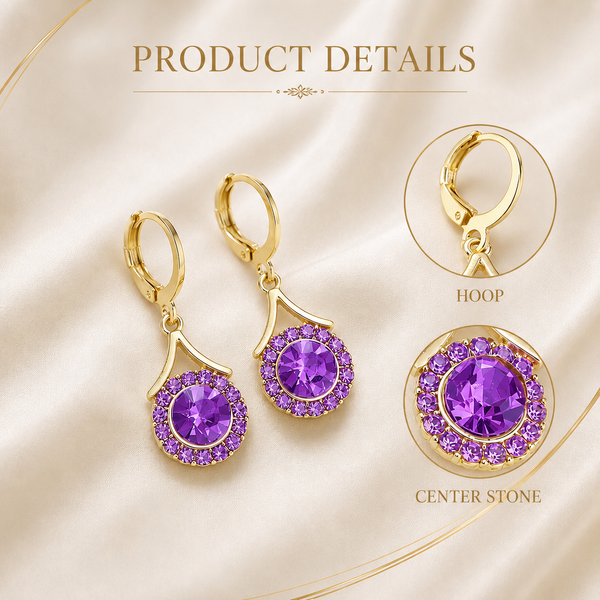 Lustre Halo Statement Drop Earrings - Purple