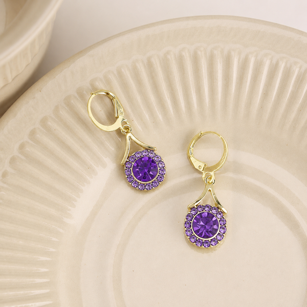 Lustre Halo Statement Drop Earrings - Purple