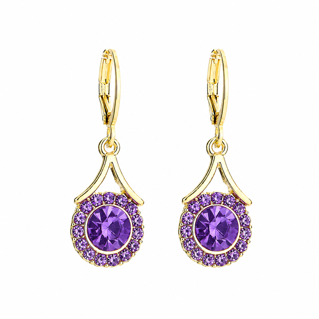 Lustre Halo Statement Drop Earrings - Purple