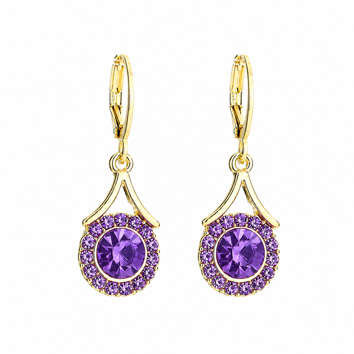 Lustre Halo Statement Drop Earrings - Purple