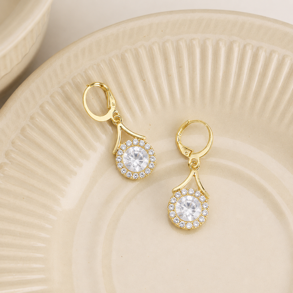 Lustre Halo Statement Drop Earrings - Gold