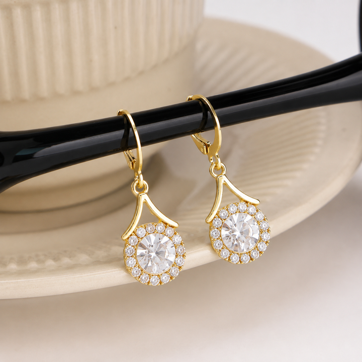 Lustre Halo Statement Drop Earrings - Gold