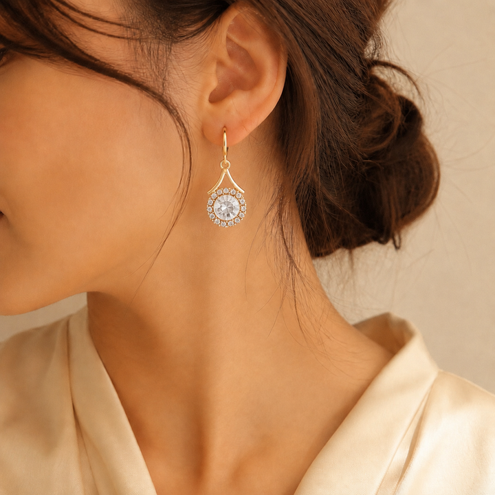 Lustre Halo Statement Drop Earrings - Gold