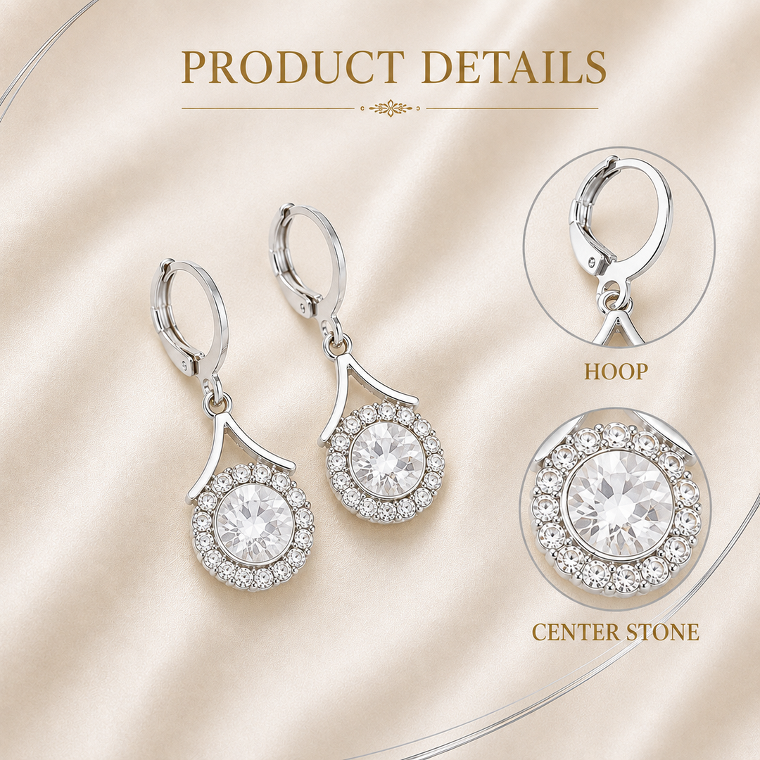 Lustre Halo Statement Drop Earrings - Silver