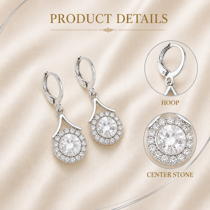 Lustre Halo Statement Drop Earrings - Silver