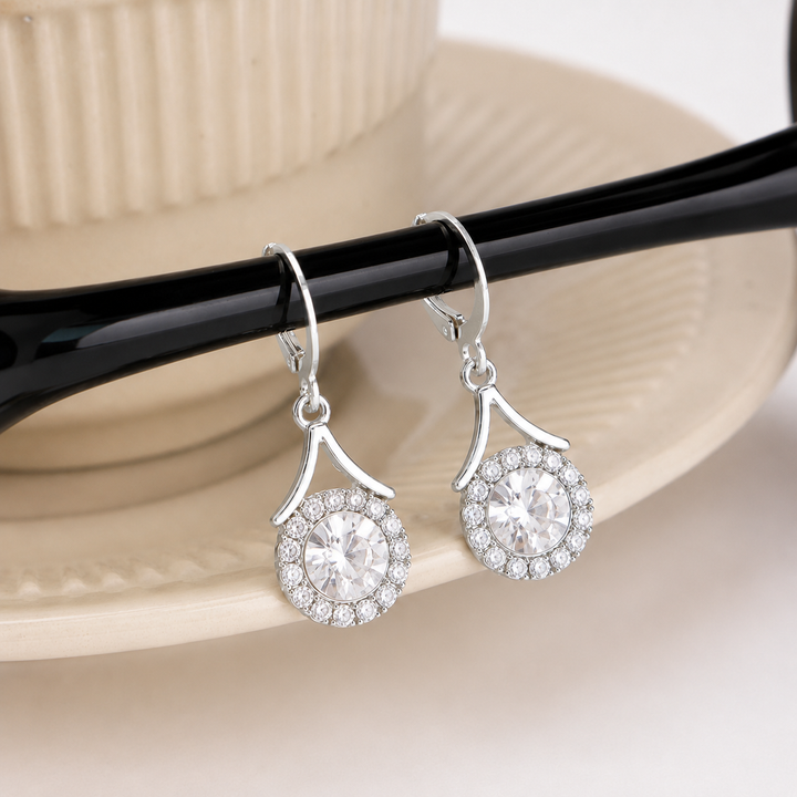 Lustre Halo Statement Drop Earrings - Silver