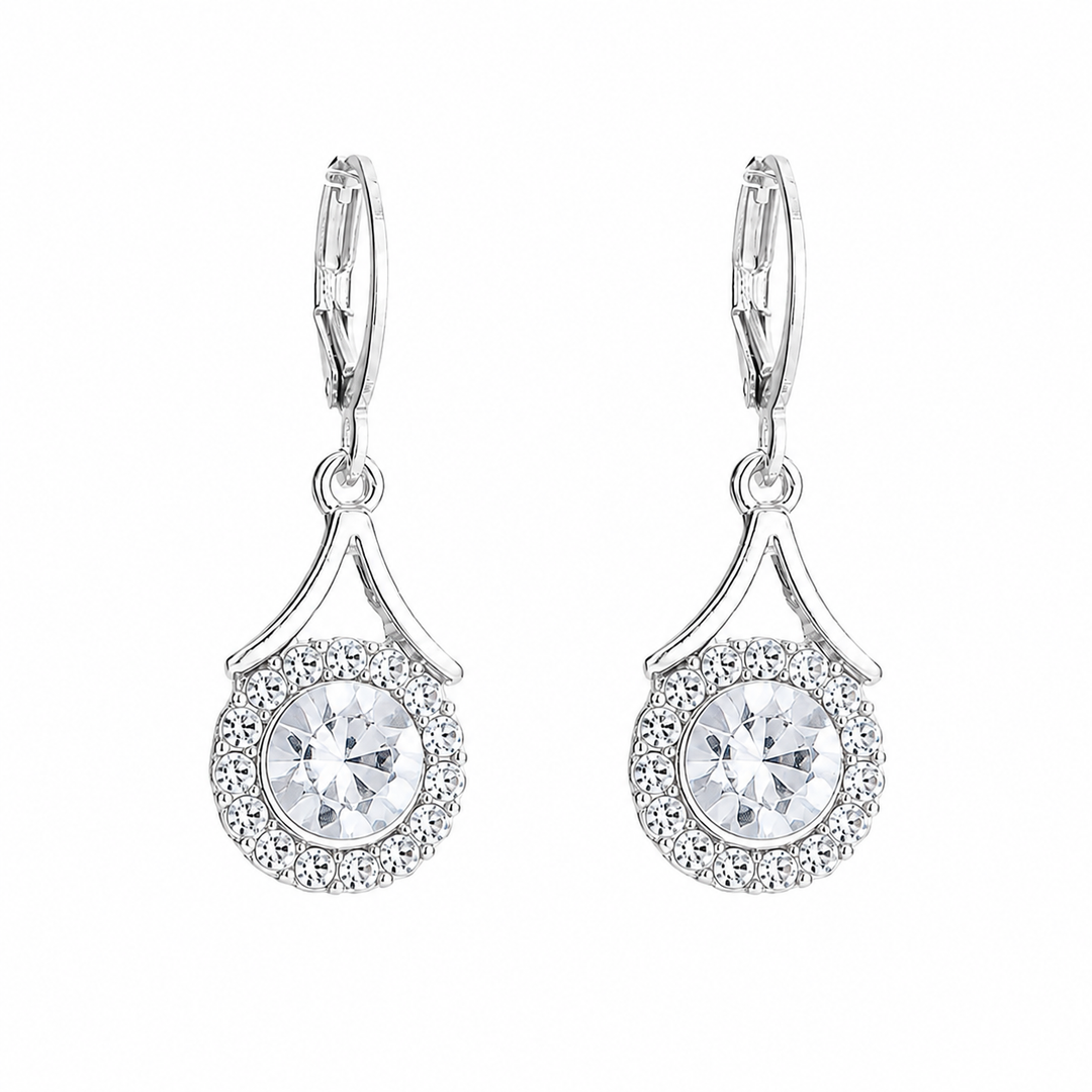 Lustre Halo Statement Drop Earrings - Silver
