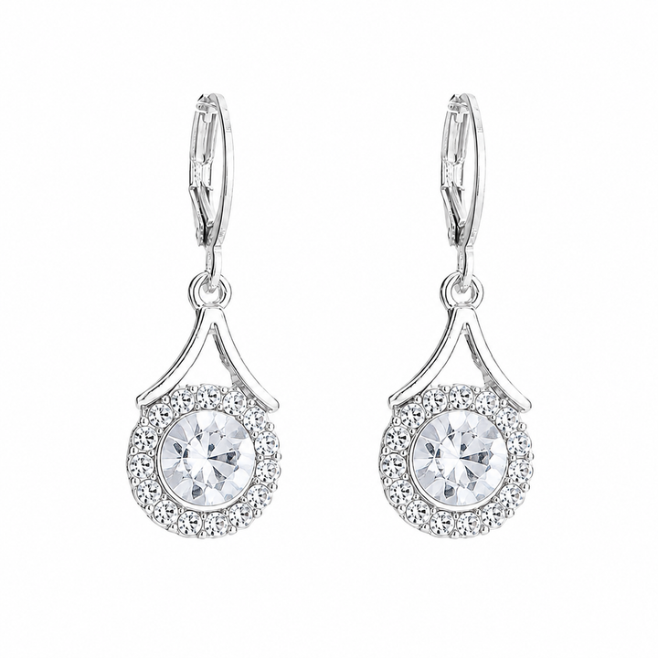 Lustre Halo Statement Drop Earrings - Silver