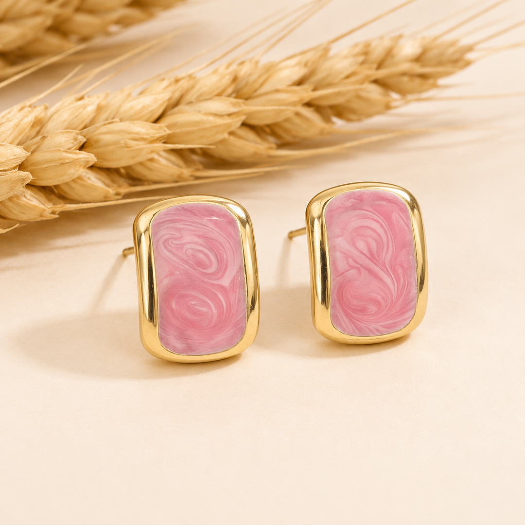 Marbella Sculpted Stone Stud Earrings