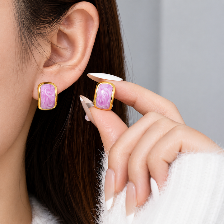 Marbella Sculpted Stone Stud Earrings