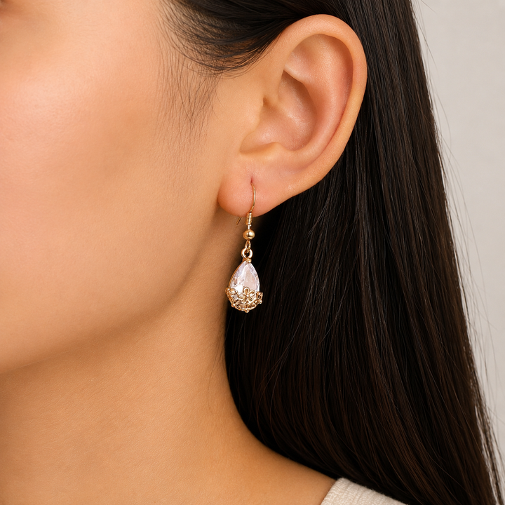 Luna Petal Teardrop Drop Earrings