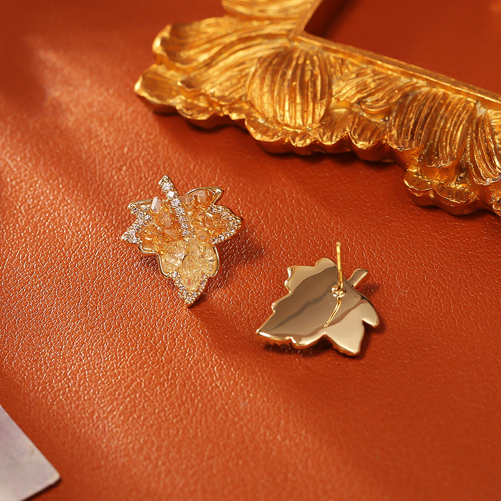 Maple Leaf Radiance Stud Earrings