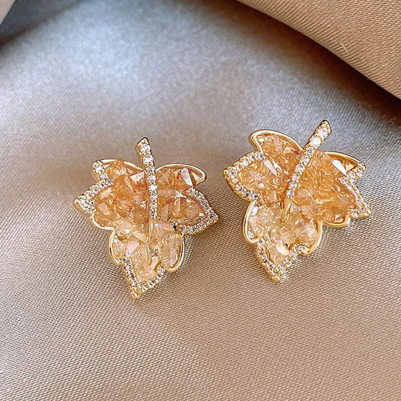 Maple Leaf Radiance Stud Earrings