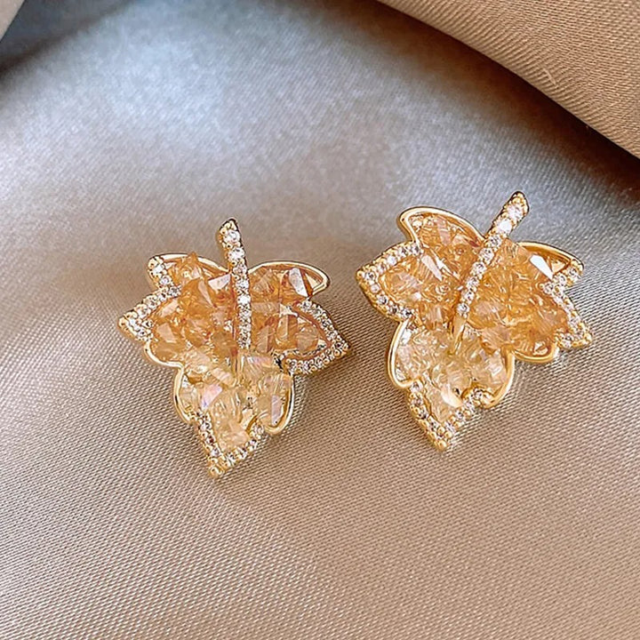 Maple Leaf Radiance Stud Earrings