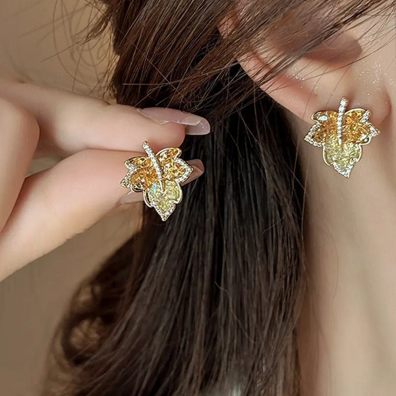 Maple Leaf Radiance Stud Earrings