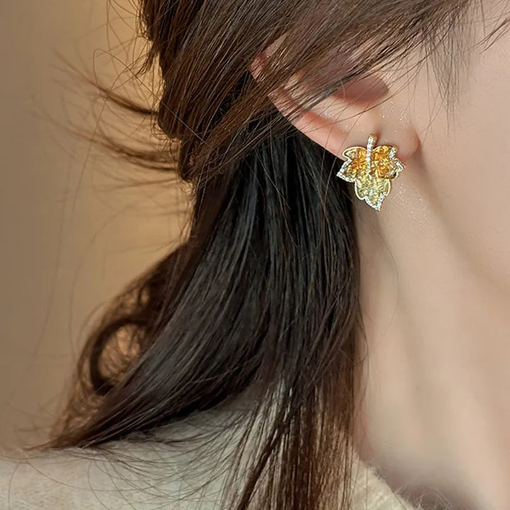Maple Leaf Radiance Stud Earrings