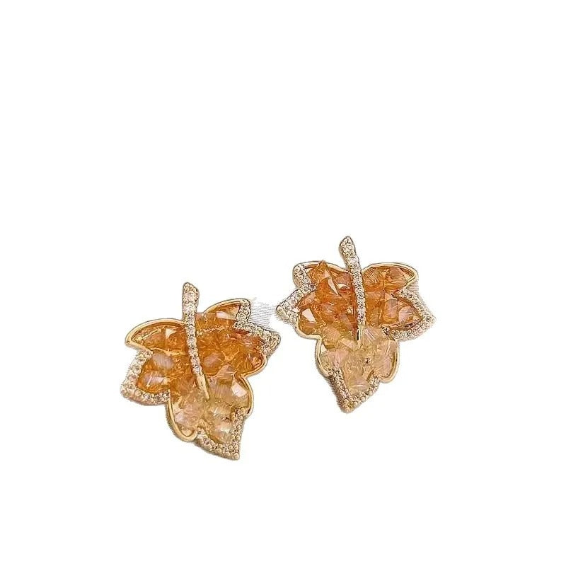 Maple Leaf Radiance Stud Earrings