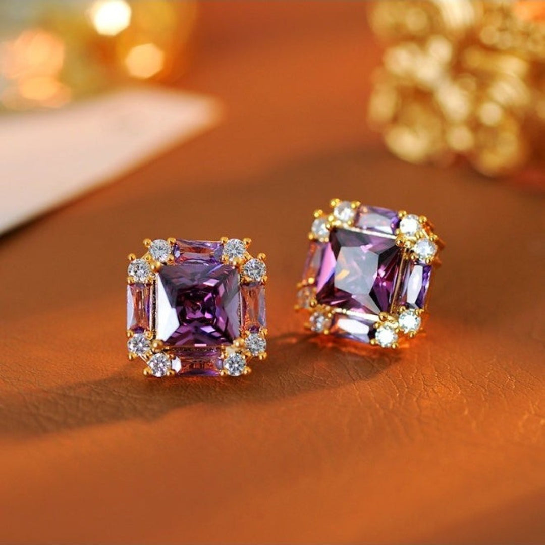 Plum Prism Stud Earrings