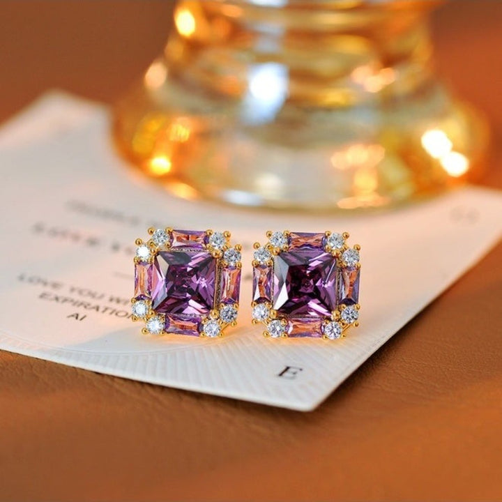 Plum Prism Stud Earrings