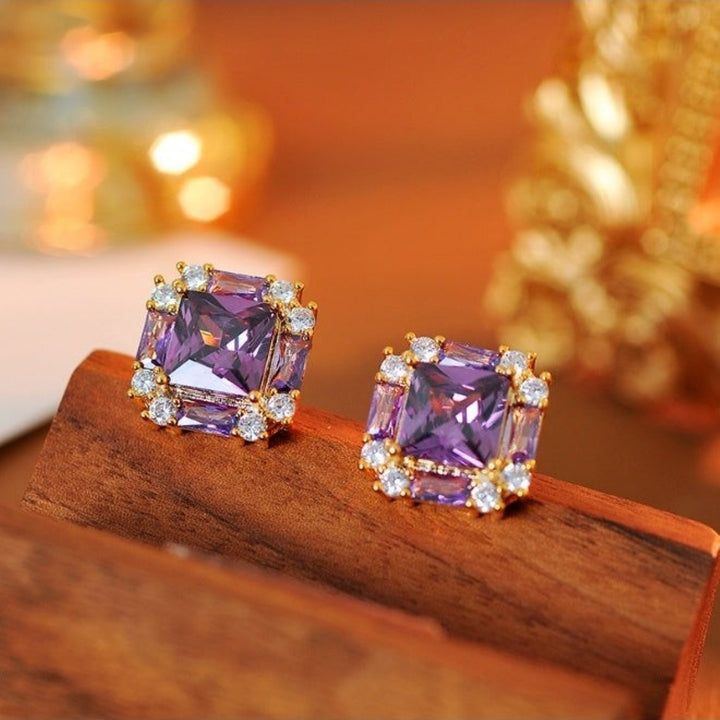 Plum Prism Stud Earrings