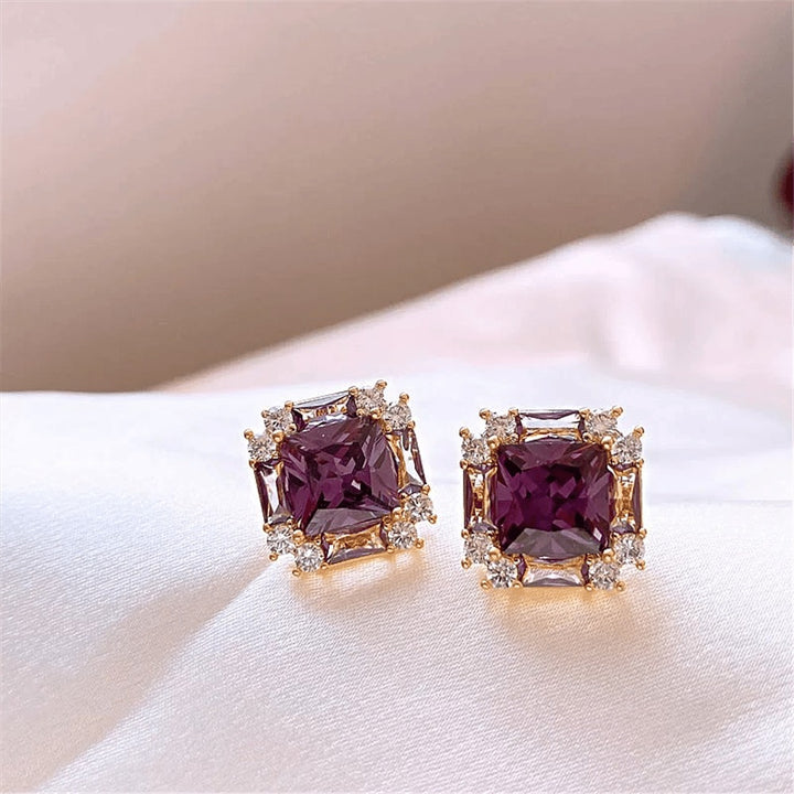 Plum Prism Stud Earrings