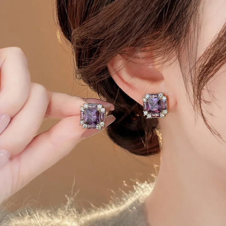 Plum Prism Stud Earrings