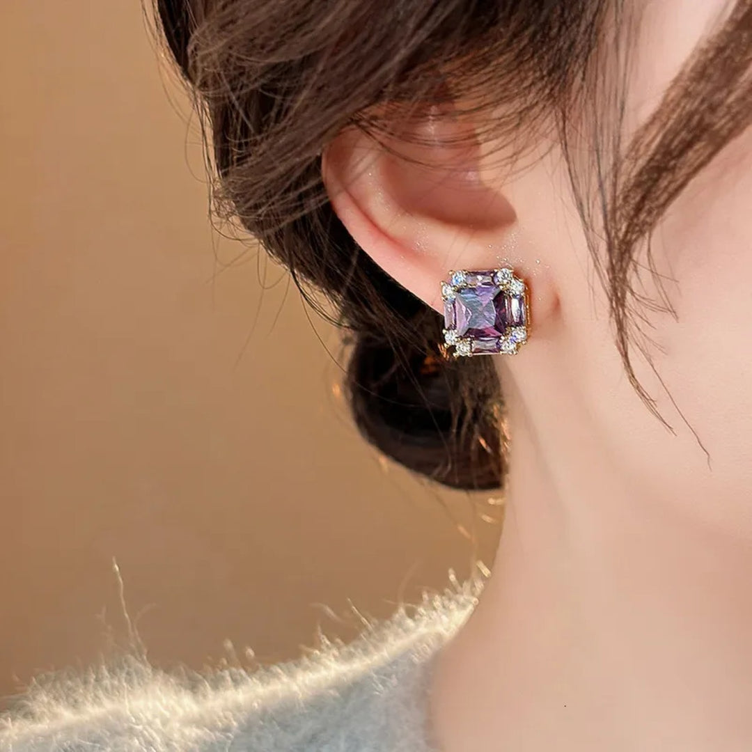 Plum Prism Stud Earrings