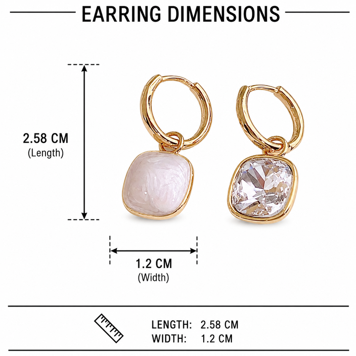 Twin Charm Mismatch Hoop Earrings - White