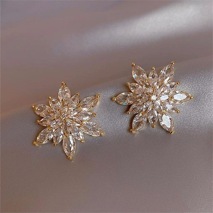 Aurelle Crystal Petal Stud Earrings