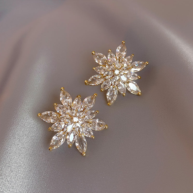Aurelle Crystal Petal Stud Earrings