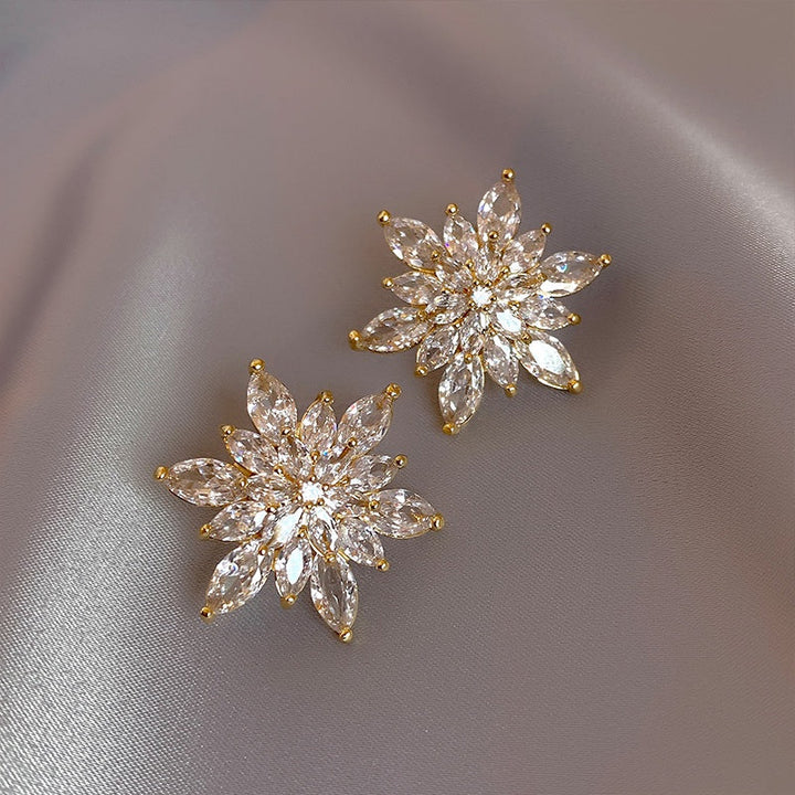 Aurelle Crystal Petal Stud Earrings