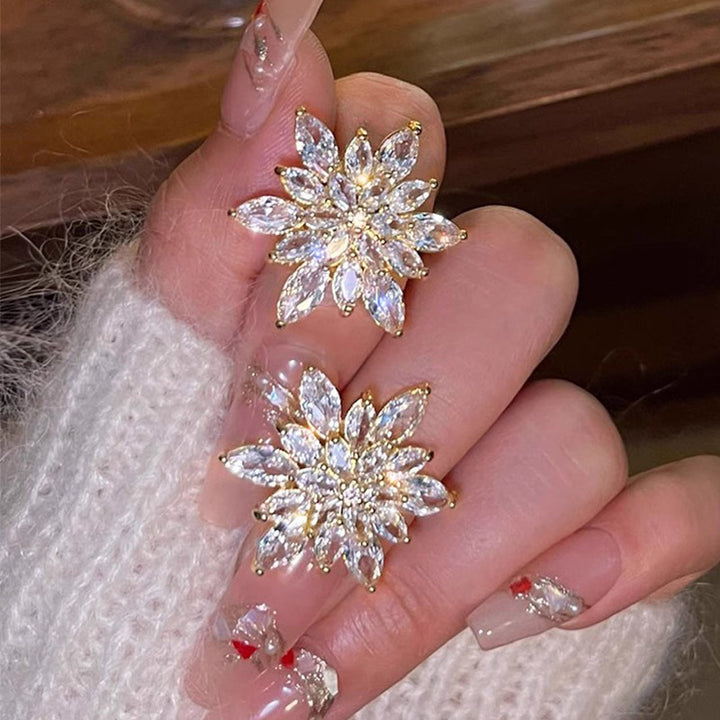 Aurelle Crystal Petal Stud Earrings
