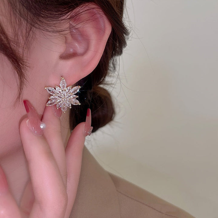 Aurelle Crystal Petal Stud Earrings